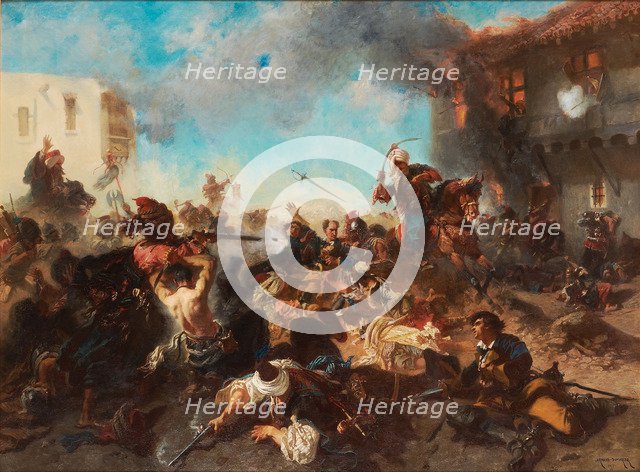 The Skirmish at Bender (Kalabaliken i Bender), 1877. Artist: Armand-Dumaresq, Charles Édouard (1826-1895)