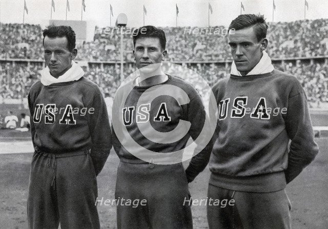 Robert Clark, Glenn Morris, John Parker, American decathletes, Berlin Olympics, 1936. Artist: Unknown