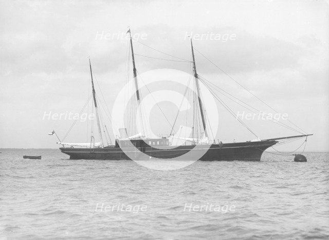 The steam yacht 'Stella' at anchor, 1912. Creator: Kirk & Sons of Cowes.