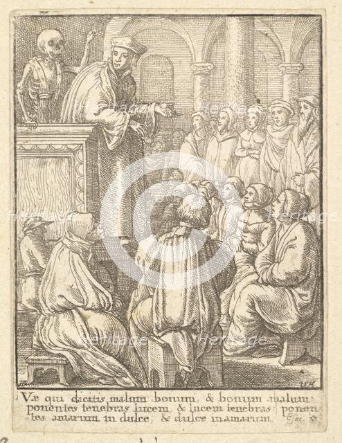 Preacher, from the Dance of Death, 1651. Creator: Wenceslaus Hollar.
