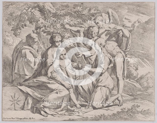 The Holy Family fed by Angels, ca. 1642-44. Creator: Pietro Testa.