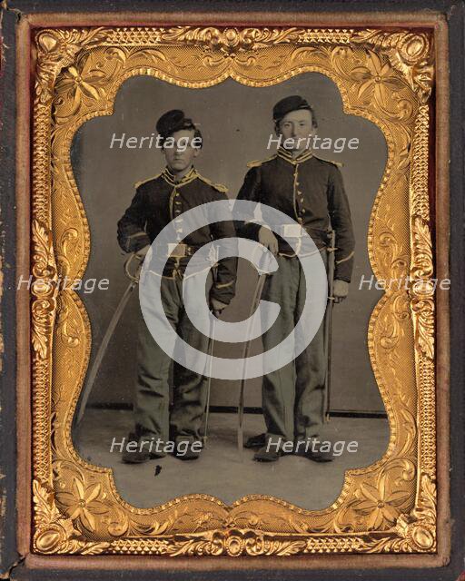 Portrait of Two Illinois Cavalrymen, 1860s. Creator: Unknown.