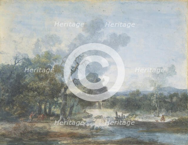 Shepherdess near a Waterfall, n.d.. Creator: Louis Gabriel Moreau.