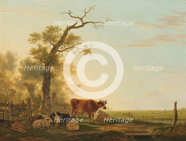 Meadow Landscape with Animals, 1800-1815. Creator: Jacob van Strij.