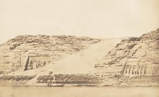 Vue générale des Spéos de Phré et d'Athor, à Abousembil, prise de l'ile, March 29, 1850. Creator: Maxime du Camp.