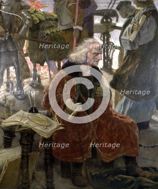Return of Columbus' detail of an oil, 1924, Christopher Columbus (1451-1506) Italian navigator in…