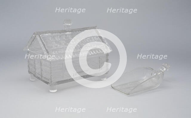 Log Cabin pattern covered candy dish, c. 1875. Creator: Central Glass Company.