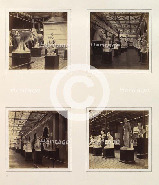 [Sculptures in Roman Court; Sacrificial Altar; Greek Sculpture Gallery; Statues in Gre..., ca. 1859. Creator: Attributed to Philip Henry Delamotte.