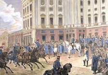 Witnessing the parade of troops in the Plaza de Oriente in Madrid', Alfonso XII, King of Spain (1…