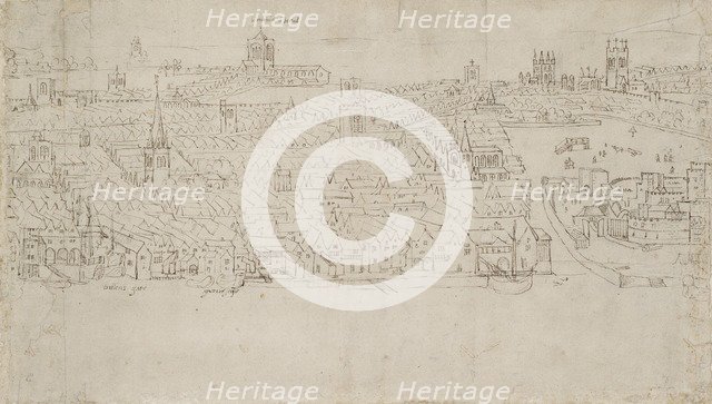 Panorama of London as seen from Southwark: Billingsgate to Tower Wharf, 1554. Artist: Anthonis van den Wyngaerde.
