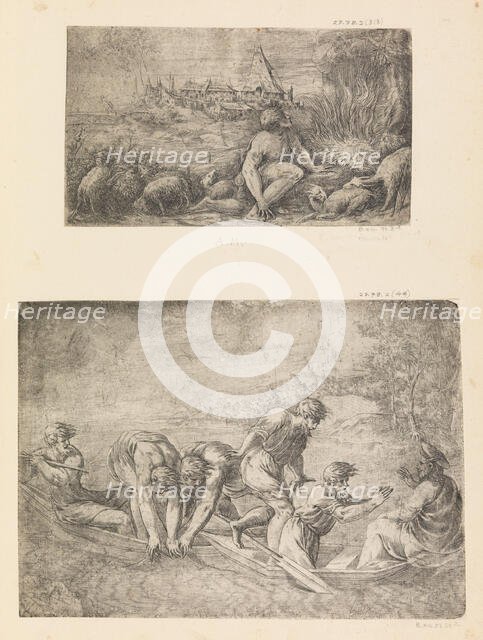 Moses and the Burning Bush, the Miraculous Draught of Fishes, ca. 1544-48. Creator: Andrea Schiavone.