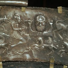 Detail from the Celtic Gundestrop Cauldron, 3rd century. Artist: Unknown