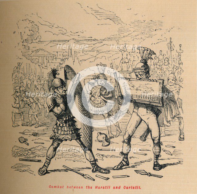'Combat between the Horatii and Curiatii', 1852. Artist: John Leech.
