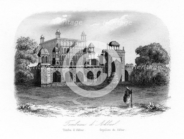 Tomb of Akbar the Great, Sikandra, India, c1840.Artist: N Remond