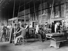 Young men training in use of machinery at Hampton Institute, Hampton, Virginia, 1899 or 1900. Creator: Frances Benjamin Johnston.