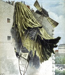 Alberto Santos-Dumont (1873-1932) Brazilian aeronaut, unsuccessful attempt at the Deutsch Prize. Artist: Unknown