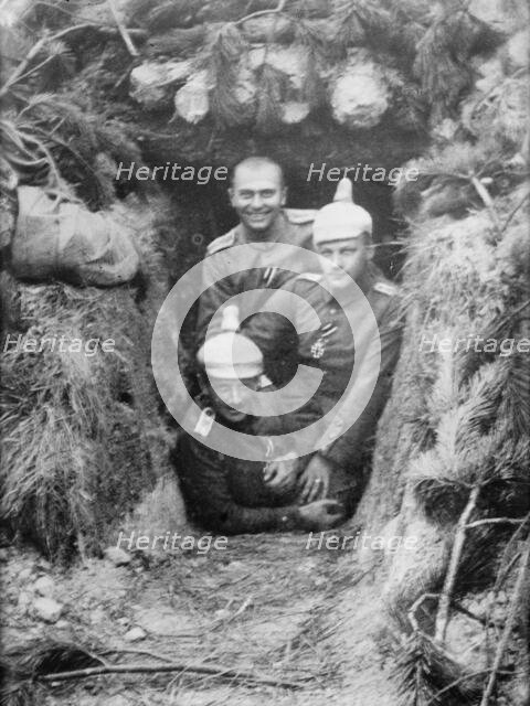 German Officers at entrance of dugout, between 1914 and c1915. Creator: Bain News Service.