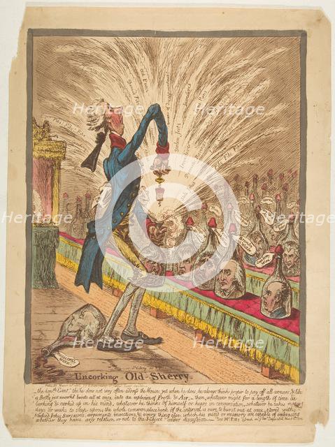 Uncorking Old Sherry, March 10, 1805. Creator: James Gillray.