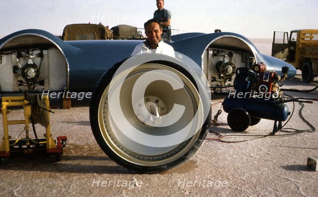 Allan Dougherty, support crew member for Bluebird CN7 World Land Speed Record attempt, 1964 Creator: Unknown.