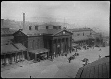 An elevated view from the south-east, looking down towards the front elevation..., 1942. Creator: George Bernard Wood.