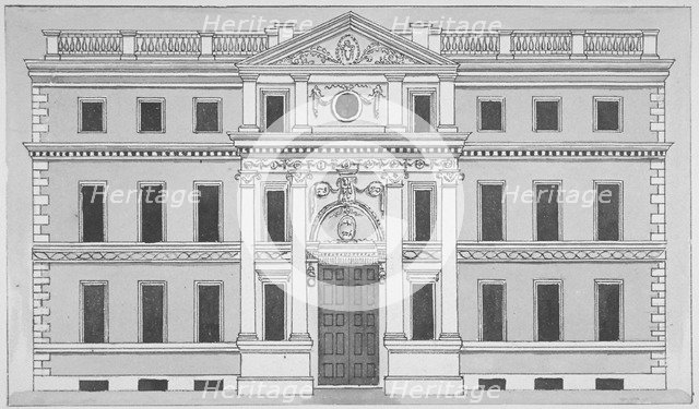 Front elevation of the Drapers' Hall, Throgmorton Street, City of London, 1850. Artist: Anon