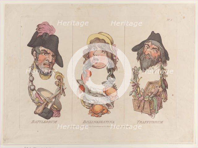 Battleorum, Billingsgatina, Trafficorum, August 15, 1800., August 15, 1800. Creator: Thomas Rowlandson.