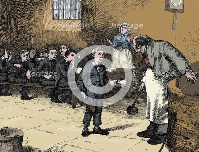 Scene from Oliver Twist by Charles Dickens, 1836. Artist: James Mahoney