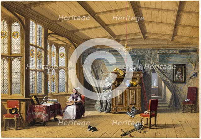 Room Leading to the Chapel, Knowle, Kent, 1869. Creator: Joseph Nash.