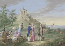 A group of ladies and gentlemen enjoying the countryside, late 18th century.  Creator: Friedrich Tischbein.