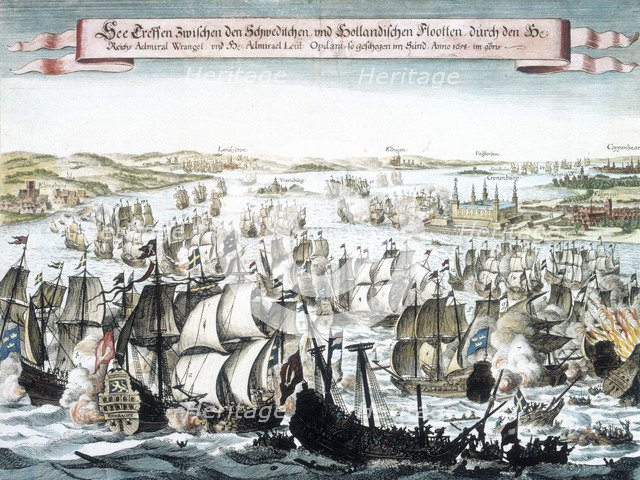Naval battle in Oresund between the Netherlands and Sweden, 1658. Artist: Unknown