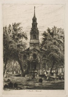 St. Paul's Chapel, New York (from Scenes of Old New York), 1877. Creator: Henry Farrer.