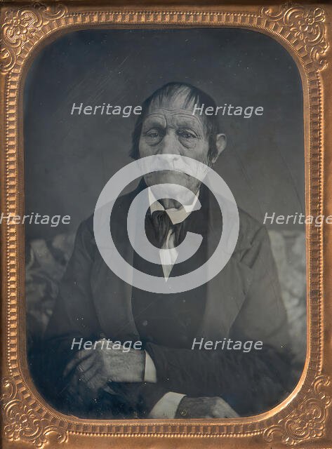 Seated Elderly Man with Arms Crossed, 1850s. Creator: Unknown.