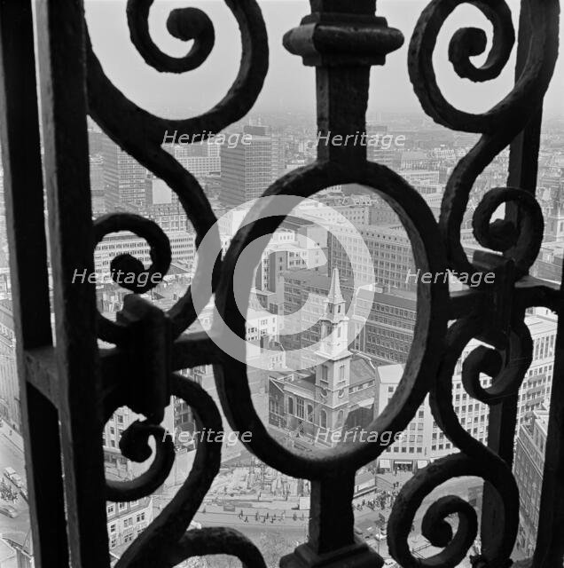 View through the decorative iron railings of the Golden Gallery at St Paul's Cathedral..., 1960-1970 Creator: John Gay.