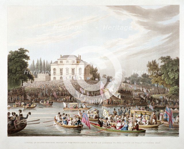 View of the River Thames at Brandenburgh House, Hammersmith, London, 1821. Artist: Matthew Dubourg