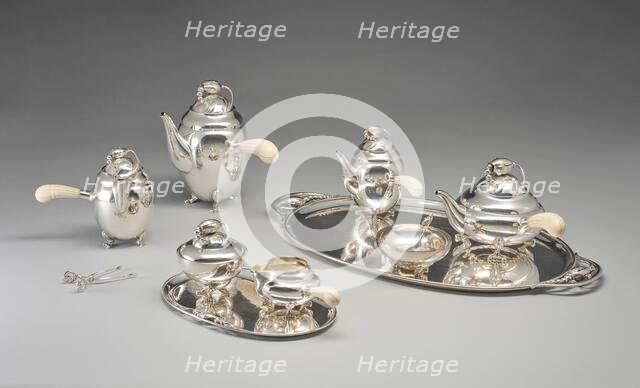 Magnolia Blossom tea and coffee service, designed 1905, produced post 1945. Creator: Georg Jensen.