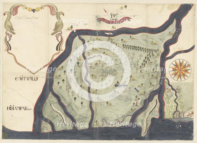 Map of the island of Dieuw or DieWij on the Coromandel coast, India, 1675-1725. Creator: Anon.