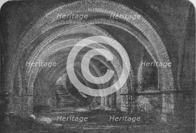 Crypt of St John's Church, Clerkenwell, London 1878 (1906). Artist: Unknown.