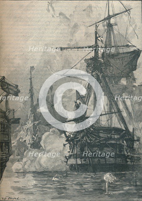 The Russian attack on Sinop, Turkey, 1853 (1906). Artist: Unknown.