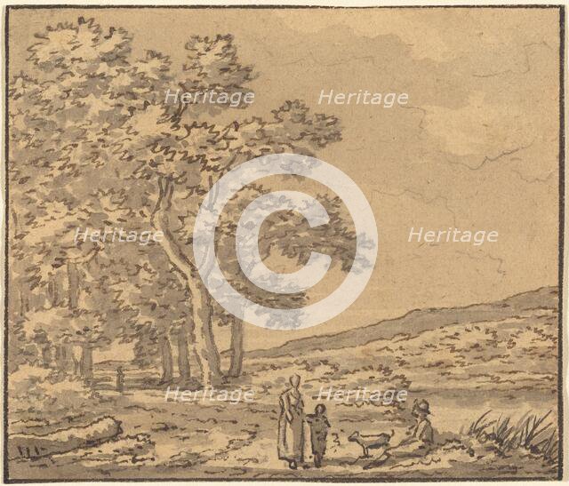 A Landscape with Three Figures and a Dog. Creator: Theodore Rousseau.