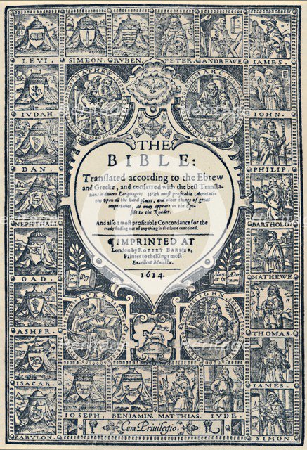 'Title Page of the Geneva Bible', 1614, (1947). Artist: Unknown.