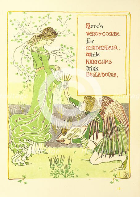 Here's Venus'-Combe for Maidenhair: While King-Cups drink Bella-Donna, 1899.  Creator: Walter Crane.