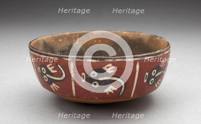 Bowl Depicting Row of Abstract Figures, Possibly Tadpoles, 180 B.C./A.D. 500. Creator: Unknown.