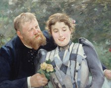 Portrait of Thaulow and his wife, 1890. Creator: Alfred Philippe Roll.