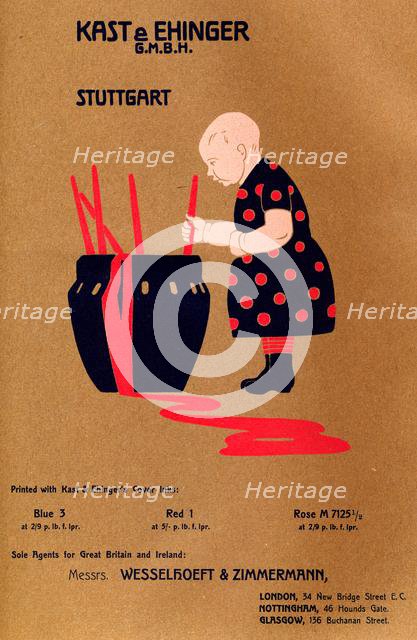 'Kast & Ehinger G.M.B.H., Stuttgart - printed with Blue 3, Red 1 and Rose M 7125 1/2', 1909. Creator: Unknown.