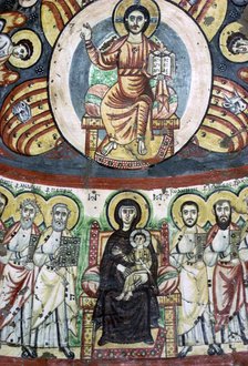 Detail of a coptic wall painting showing Christ enthroned, 6th century. Artist: Unknown