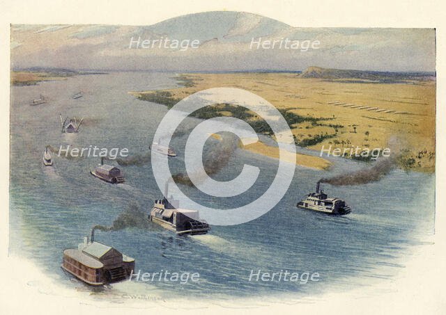 'The Advance of the Anglo-Egyptian Force Upon Omdurman', 1898, (c1900).  Creator: C Wilkinson.