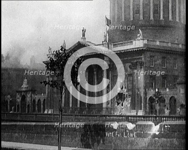 Artillery Damage to the Four Courts in Dublin, 1922. Creator: British Pathe Ltd.