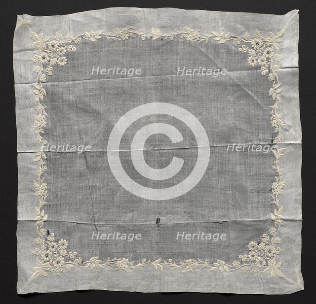 Embroidered Handkerchief, late 19th century. Creator: Unknown.