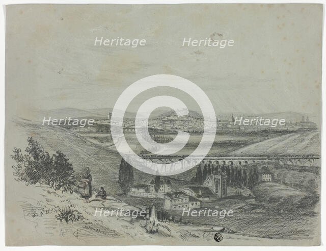 Panoramic View of a Railroad Bridge and City, n.d. Creator: Unknown.
