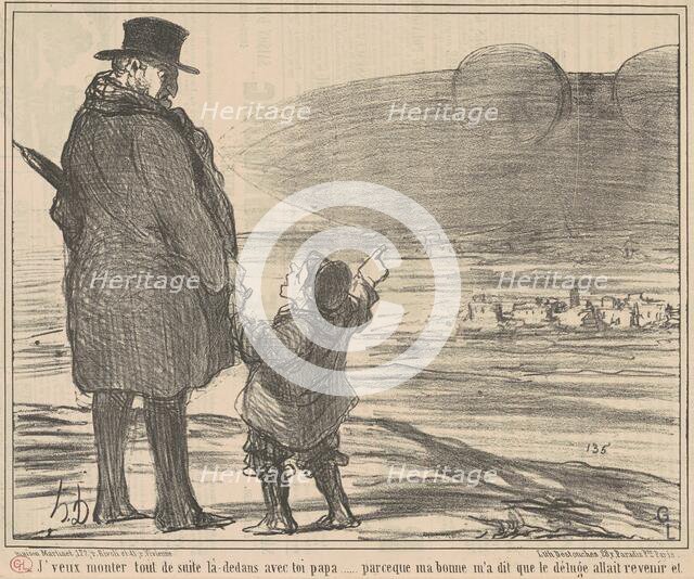 J'veux monter tout de suite la-dedans avec toi papa ..., 19th century. Creator: Honore Daumier.